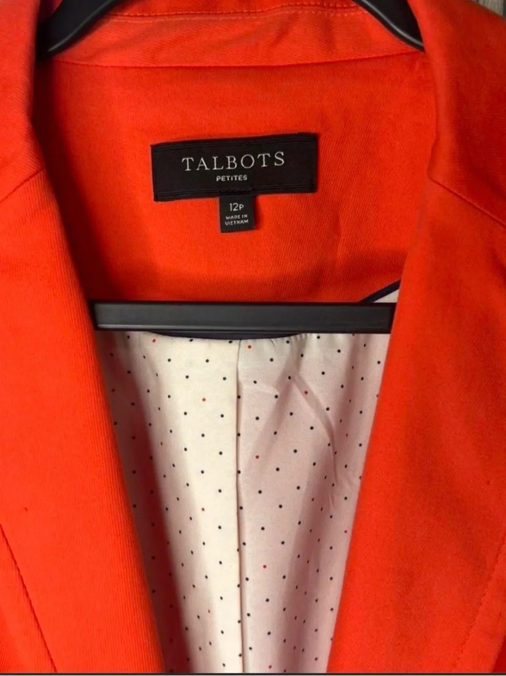 Talbots Bright Red Women's Blazer with Polka Dot Lining